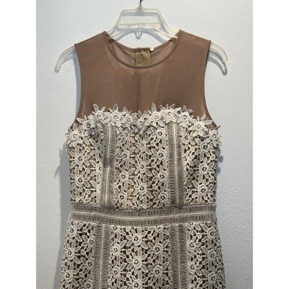 Unbranded Women’s Off White Floral Appliqué Dress Lace Bridal Shower Sheer READ - Picture 3 of 11